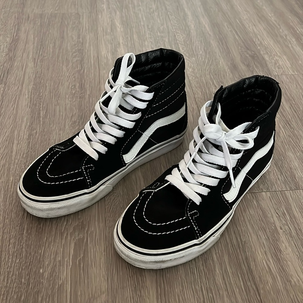 black and white high top vans